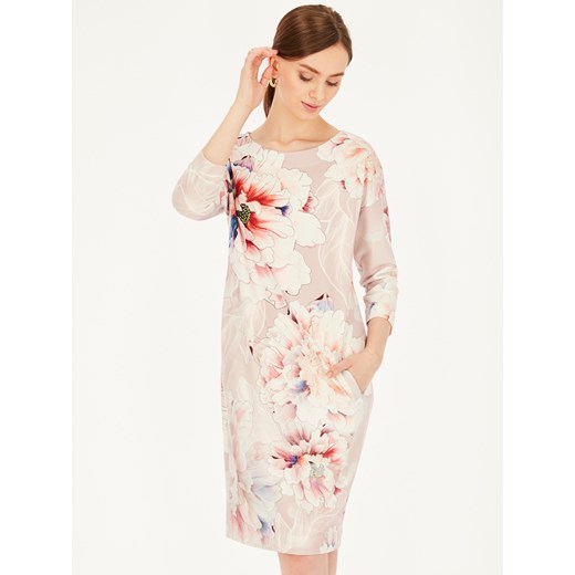 Dzianinowa sukienka z motywem kwiatów i smoka L'AF Dragon 34 Eye For Fashion