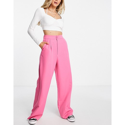 Stradivarius – Różowe spodnie z szerokimi nogawkami-Różowy 44 Asos Poland