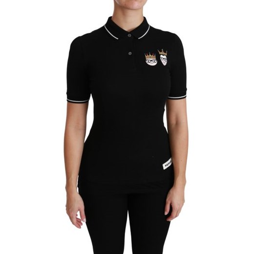 dolce & gabbana - Dolce & Gabbana - DG Black Cotton DG #dgfamily Polo T-shirt Dolce & Gabbana IT38|XS okazyjna cena Italian Collection