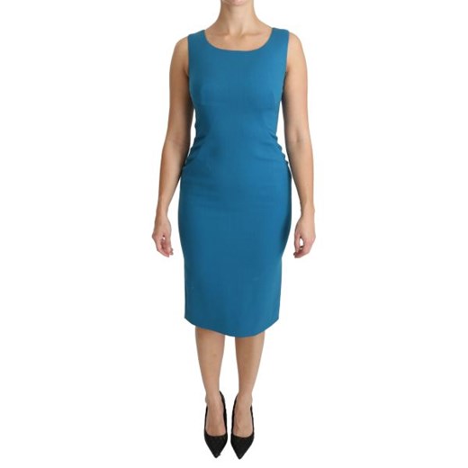 dolce & gabbana - Dolce & Gabbana - Blue Bodycon Sheath Knee Length Wool Sures Dolce & Gabbana IT40|S okazyjna cena Italian Collection