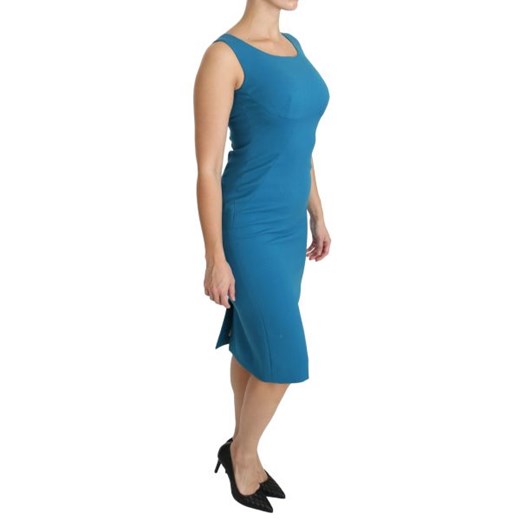 dolce & gabbana - Dolce & Gabbana - Blue Bodycon Sheath Knee Length Wool Sures Dolce & Gabbana IT36|XXS okazja Italian Collection
