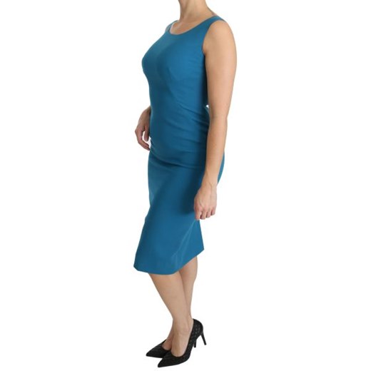 dolce & gabbana - Dolce & Gabbana - Blue Bodycon Sheath Knee Length Wool Sures Dolce & Gabbana IT40|S okazyjna cena Italian Collection