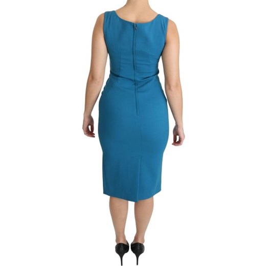 dolce & gabbana - Dolce & Gabbana - Blue Bodycon Sheath Knee Length Wool Sures Dolce & Gabbana IT36|XXS Italian Collection promocyjna cena