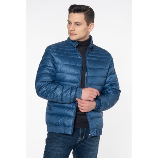 Niebieska puchowa pikowana kurtka z kieszeniami Bgt Station XL Italian Collection okazja