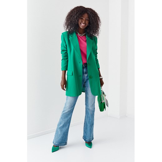 Elegancka marynarka damska oversize zielona 225101 S fasardi.com
