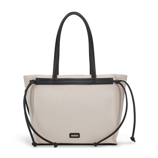 Beżowa shopper bag WITTCHEN bawełniana na ramię duża