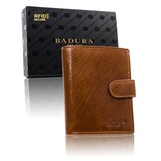 BADURA portfel męski skórzany ochrona RFID 99076 Skorzany