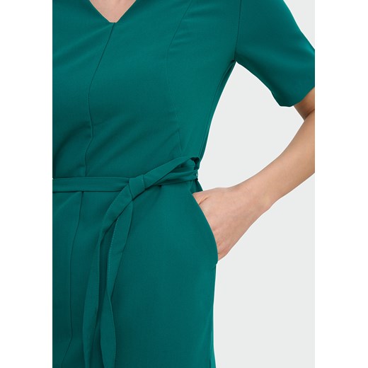 Sukienka elegancka z paskiem zielona Greenpoint 38 Happy Face