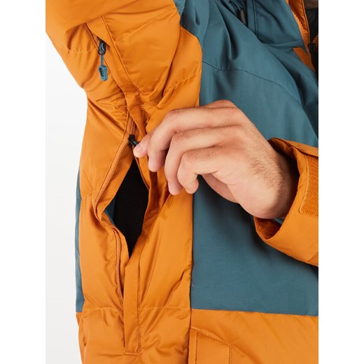 Puchowa kurtka narciarska "Shadow" w kolorze pomarańczowo-turkusowym Marmot S wyprzedaż Limango Polska