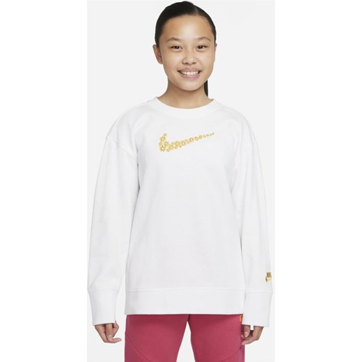Bluza z dzianiny dresowej dla dużych dzieci (dziewcząt) Nike Sportswear - Biel Nike S Nike poland