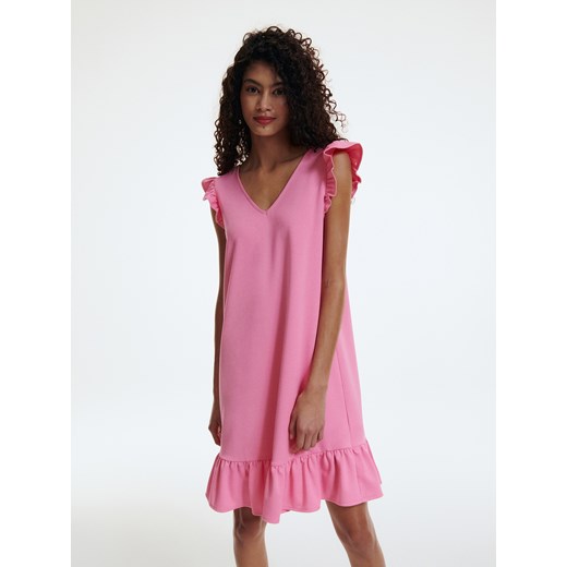 Reserved - Dzianinowa sukienka - Różowy Reserved L Reserved