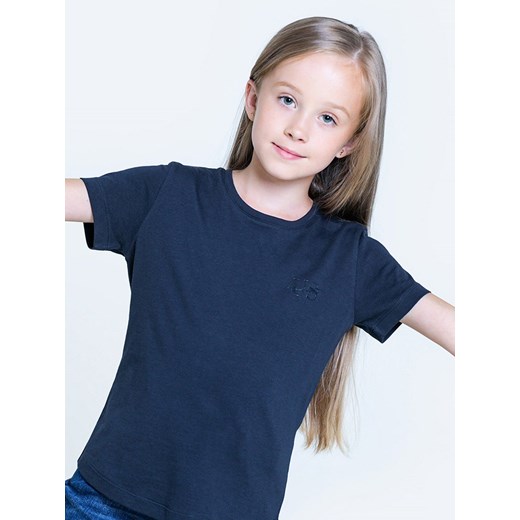 Koszulka dziewczęca z nadrukiem 3D granatowa Dorbinena 403 ze sklepu Big Star w kategorii Bluzki dziewczęce - zdjęcie 133510929