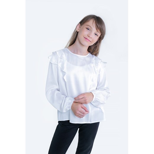 Bluzka dziewczęca z falbankami biała Safie 100 ze sklepu Big Star w kategorii Bluzki dziewczęce - zdjęcie 133511226