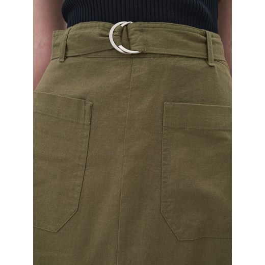 LNIANA SPÓDNICA KHAKI Z WISKOZĄ DOKLI 303 XS Big Star
