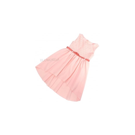 Zwiewna sukienka z krótszym przodem 116 - 152 Ewa blumore-pl rozowy kolorowe