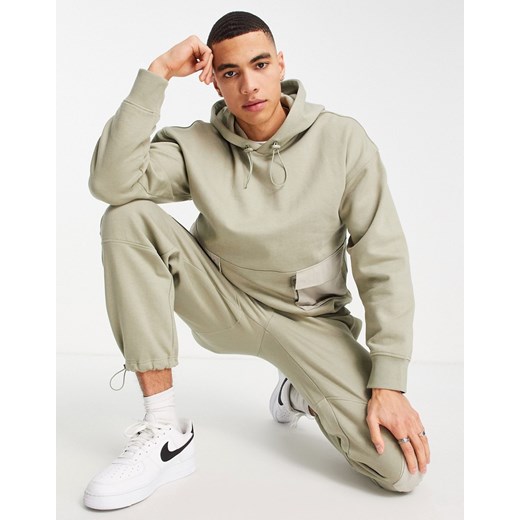 Topman – Zielona nylonowa bluza oversize z kapturem i bojówkowymi kieszeniami – Topman L Asos Poland