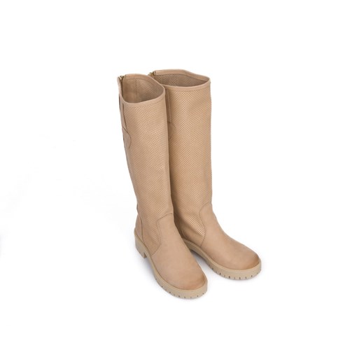 dziurkowane kozaki na grubej podeszwie - skóra naturalna - model 129- kolor Zapato 37 zapato.com.pl