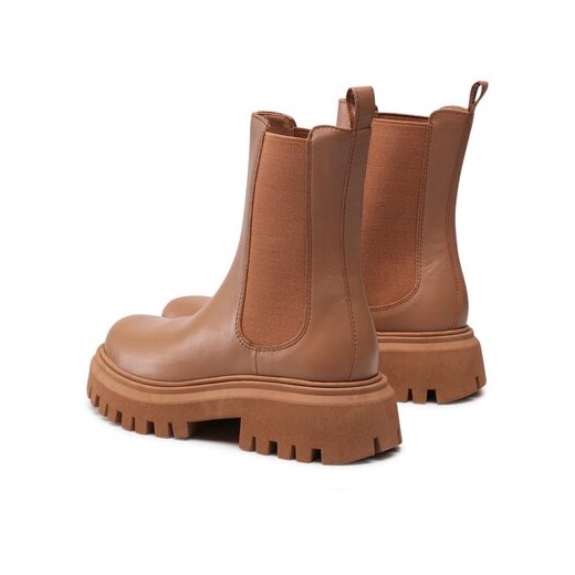 Brązowe botki BADURA jesienne casual bez zapięcia 