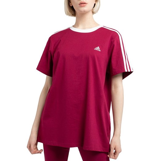 Adidas bluzka damska czerwona z okrągłym dekoltem z napisem z krótkim rękawem 