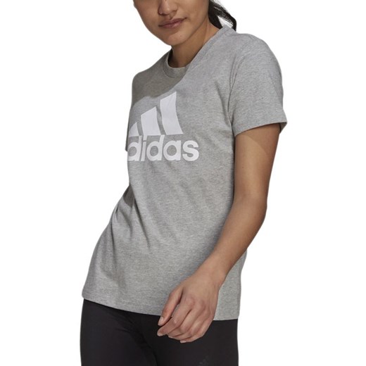 Koszulka adidas Loungewear Essentials Logo Tee H07808 - szara ze sklepu streetstyle24.pl w kategorii Bluzki damskie - zdjęcie 133663795