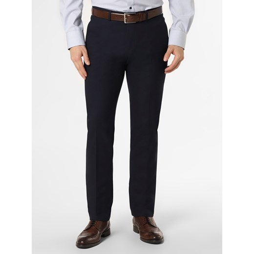 Finshley & Harding Męskie spodnie od garnituru modułowego Mężczyźni Slim Fit granatowy jednolity ze sklepu vangraaf w kategorii Spodnie męskie - zdjęcie 133671735