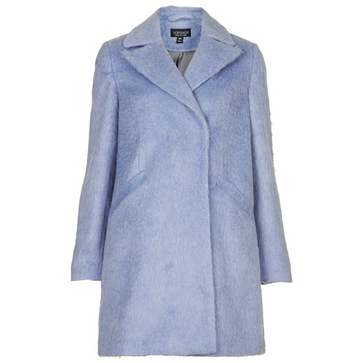 Fluffy Wool Blend Swing Coat topshop niebieski płaszcz