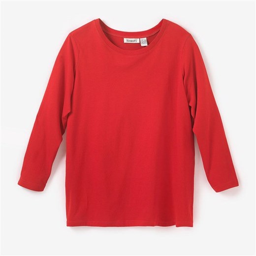 T-shirt z długim rękawem la-redoute-pl czerwony bawełniane
