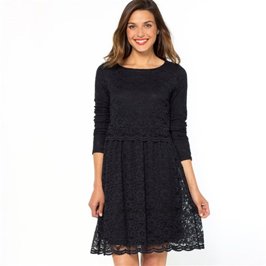 Koronkowa sukienka 2 w 1 la-redoute-pl czarny bawełniane