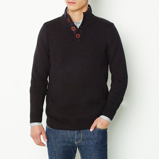 Sweter z rozcięciem przy szyi, bawełniany la-redoute-pl czarny bawełniane