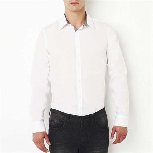 Koszula w kolorze białym, wąski (dopasowany) krój, łatwe prasowanie la-redoute-pl bialy bawełniane