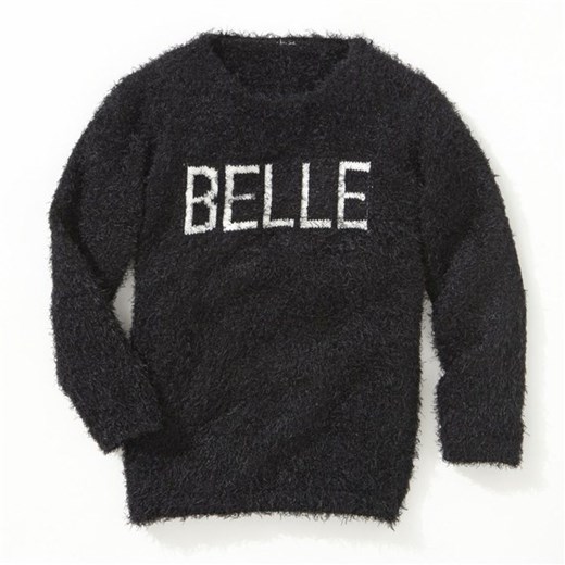 Dłuższy, włochaty sweter z wrabianym wzorem la-redoute-pl czarny abstrakcyjne wzory