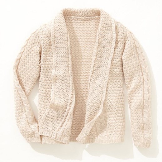 Sweter-narzutka wykonany ozdobnym ściegiem la-redoute-pl bezowy akryl