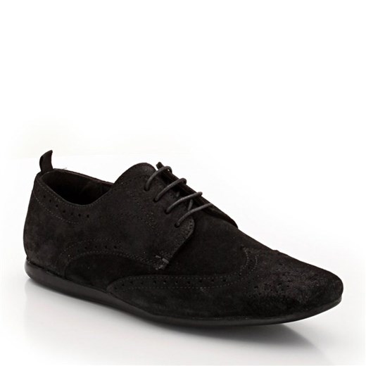 Buty typu richelieu z dwoiny mizdrowej la-redoute-pl czarny łatki