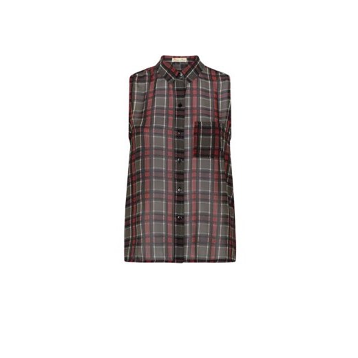 Cameo Rose Grey and Red Sleeveless Check Shirt newlook szary t-shirty