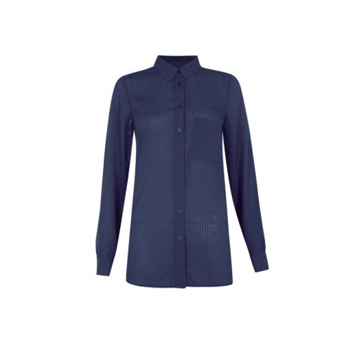 Navy Long Sleeve Check Jacquard Shirt  newlook granatowy t-shirty