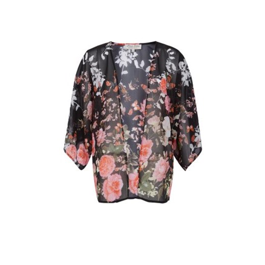 Parisian Black Floral Print Semi Sheer Kimono newlook brazowy kimono