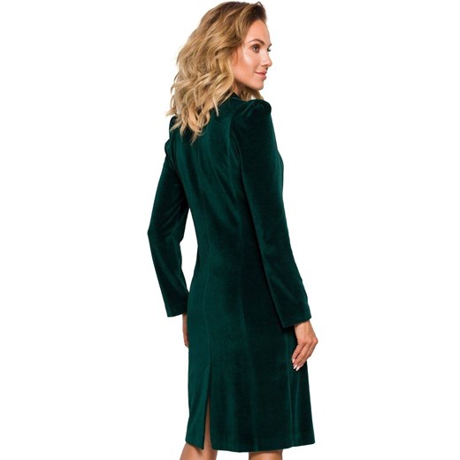 Sukienka marynarka welurowa z guzikami zielona sukienka żakietowa S wyprzedaż Sukienki.shop