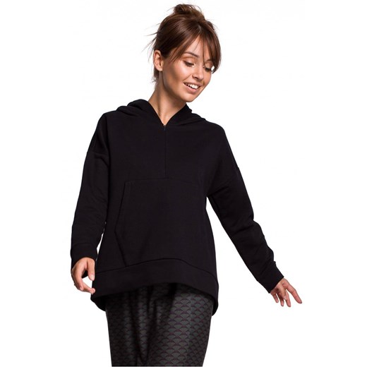 Hoodie bluza damska oversize w kształcie dzwonka z kapturem czarna Be L/XL Sukienki.shop