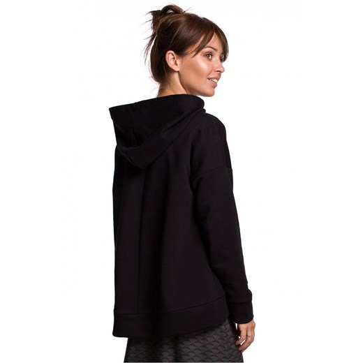 Hoodie bluza damska oversize w kształcie dzwonka z kapturem czarna Be S/M Sukienki.shop
