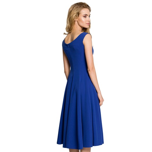 Sukienka wieczorowa rozkloszowana z dekoltem V niebieska L Sukienki.shop