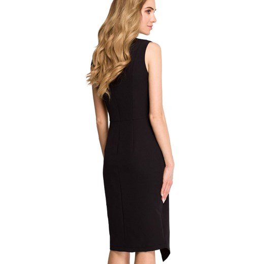 Elegancka sukienka ołówkowa midi dopasowana bez rękawów czarna Stylove XXL promocyjna cena Sukienki.shop