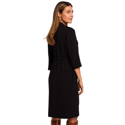 Sukienka marynarka elegancka żakietowa asymetryczna midi czarna Stylove XL Sukienki.shop