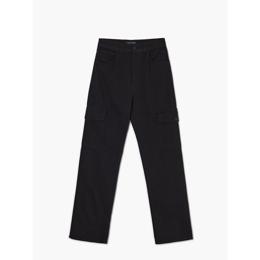 Cropp - Jeansy straight z kieszeniami cargo - Czarny Cropp 36 wyprzedaż Cropp