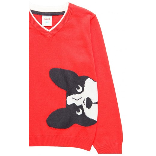 Boboli sweter chłopięcy z buldogiem 734341 czerwony 104 Boboli 140 Mall