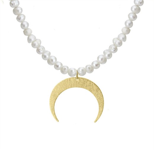 Złota Lunula naszyjnik perły z półksiężycem ze stali szlachetnej ze sklepu manoki.pl w kategorii Naszyjniki - zdjęcie 134202718