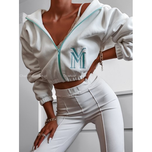 Bluza dresowa biała z kapturem CY420 La Manuel ONE SIZE Charlotte Fashion