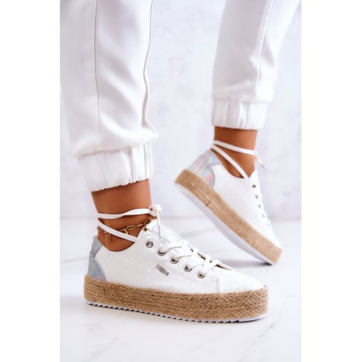 Wiązane Espadryle Na Plecionej Platformie Big Star JJ274397 Białe 39 bugo.pl