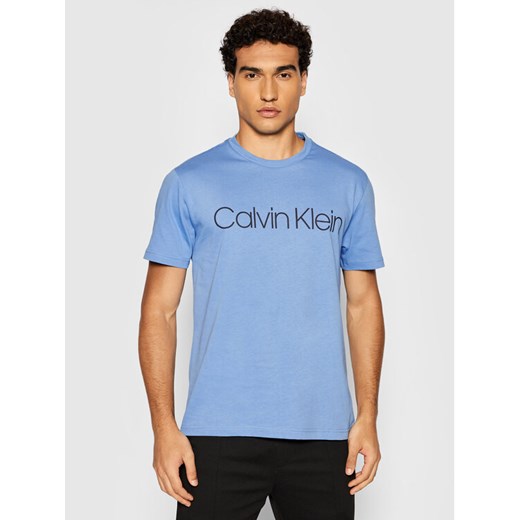 T-Shirt Front Logo K10K103078 Niebieski Regular Fit Calvin Klein M wyprzedaż MODIVO