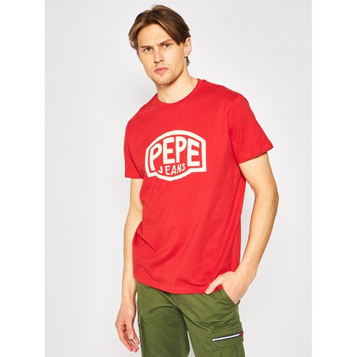 T-Shirt Earnest PM507139 Czerwony Regular Fit Pepe Jeans L okazyjna cena MODIVO