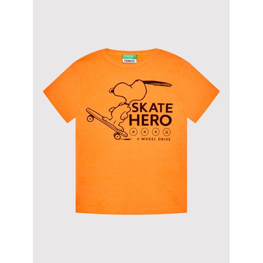 T-Shirt PEANUTS 3U29C153R Pomarańczowy Regular Fit United Colors Of Benetton 120 okazja MODIVO